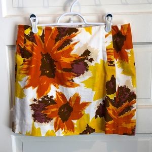 Jcrew sunflower floral mini skirt pockets stretch